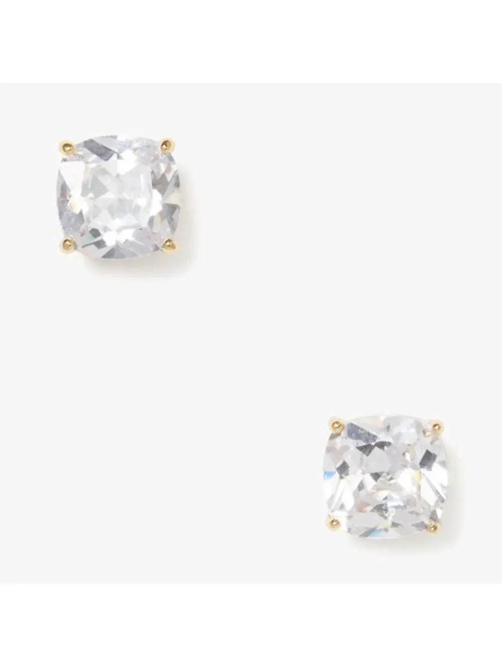 Kate Spade Mini Small Square Studs Earrings Gold Clear NWT